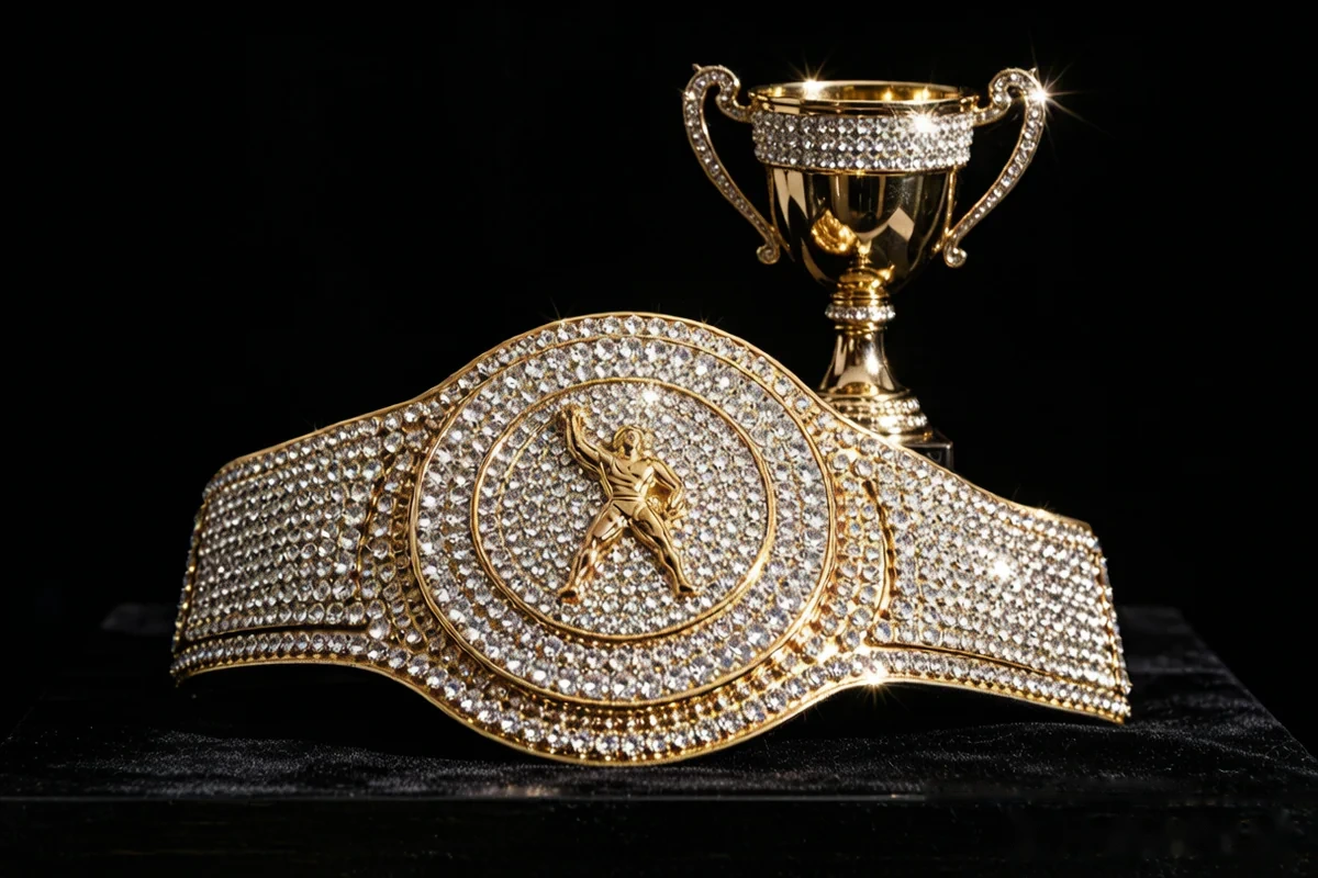 Championship belt with rhinestones - custom rhinestone sports accessories