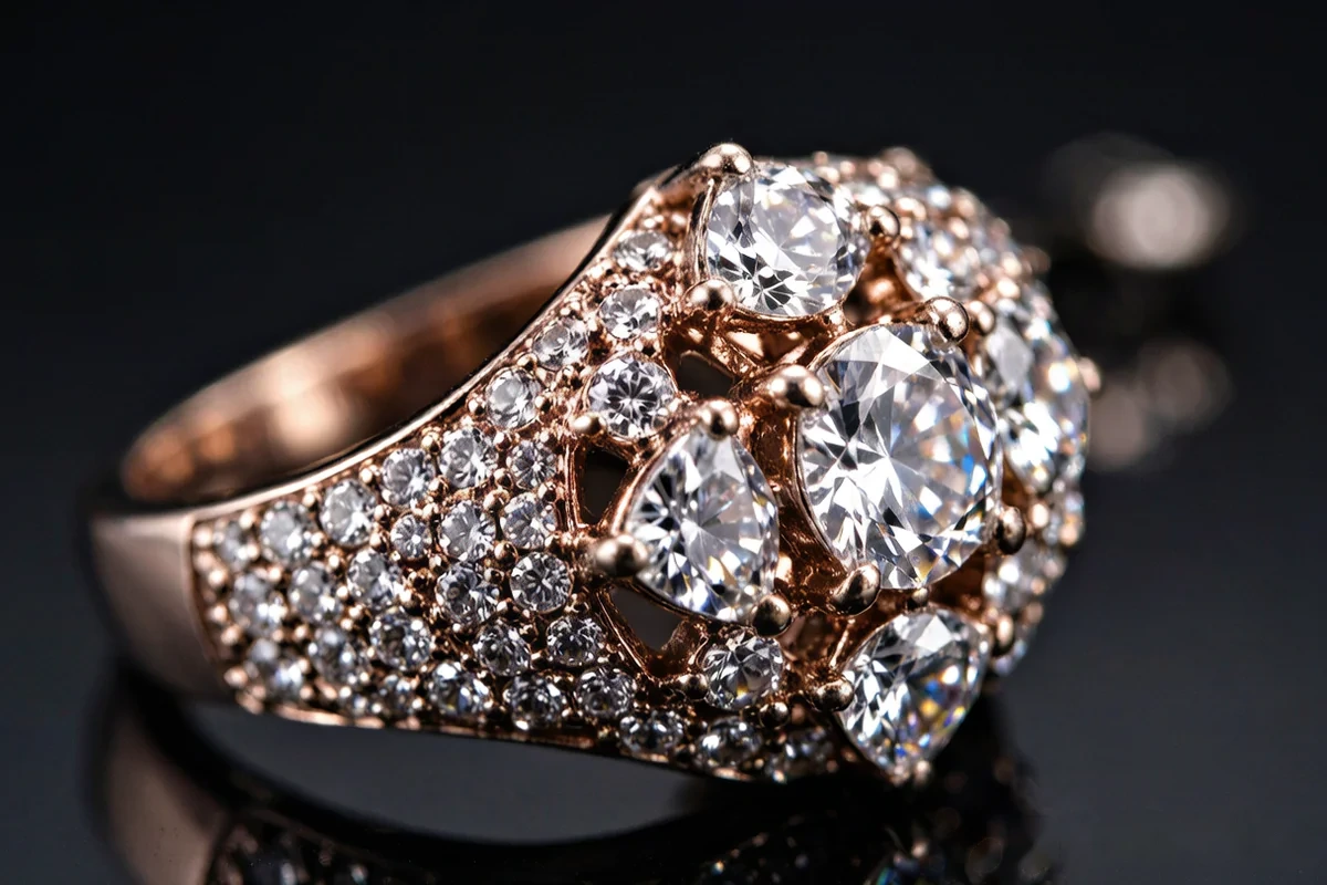Rhinestone decorated ring - hotfix rhinestones in jewelry making